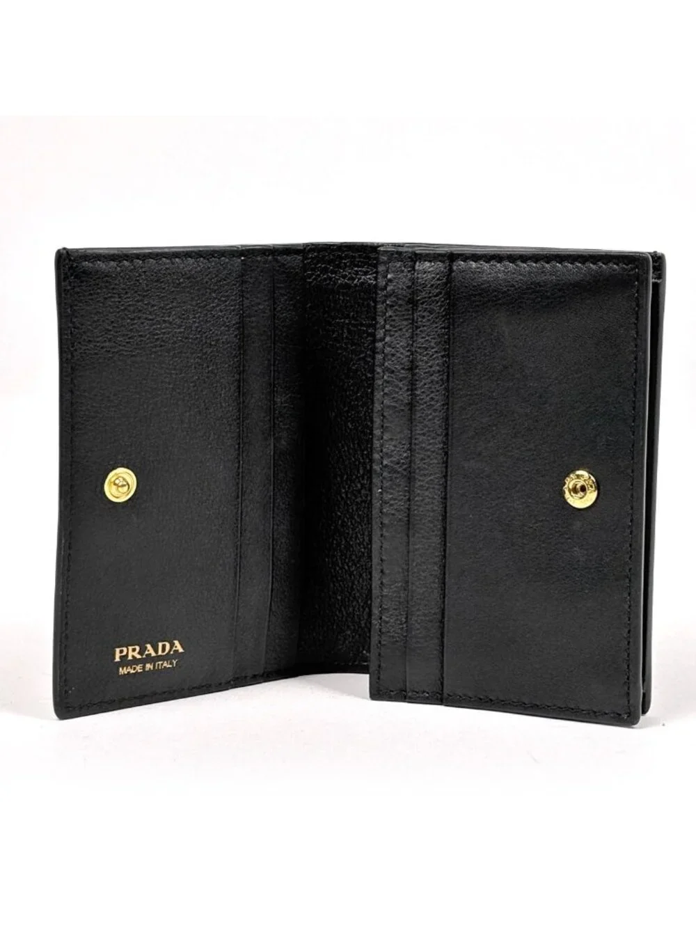 Prada Logo Bifold Wallet Bill Purse Coin Leather Nero